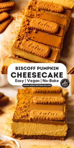 there are many different types of pumpkin cheesecakes on the table with text overlay