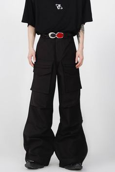 Argue Culture presents these black and light grey trousers as part of their Spring/Summer '22 collectionMaterial: 100% polyester oversized fitunisexthe male model is wearing a size X-Large / 1.79m (5'9ft) and 58kg (128lbs)Machine wash / hand wash with water under 40°CNo bleachIroning reversed with low temperatureFlat to dry Measurements in (cm) Size Waist Hip Length Thigh M 75 100 107 44 L 79 104 108.5 45 XL 83 108 110 46 Black Wide-leg Parachute Pants With Belt Loops, Black Wide-leg Parachute Pants With Hip Pockets, Black Wide-leg Cargo Pants For Summer, Black Wide-leg Summer Cargo Pants, Spring Techwear Wide-leg Bottoms, Black Parachute Pants With Hip Pockets For Spring, Spring Black Parachute Pants With Hip Pockets, Black Wide Leg Parachute Pants With Multiple Pockets, Summer Techwear Pants With Hip Pockets