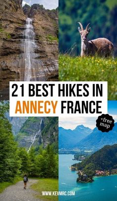 the best hikes in france with text overlay that reads, 21 best hikes in