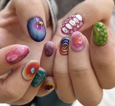 Hippie Nails, Punk Nails, Crazy Nails, Cool Nails, Nail Jewelry, Minimalist Nails, Fire Nails, Funky Nails, Dream Nails