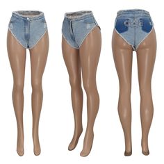 Sexy Fashion Denim Shorts High Waist Bottoms With Built-in Shorts For Club, Trendy High Rise Bottoms For Club, High Waist Casual Bottoms For Club, Trendy Club Shorts In Short Length, High Rise Stretch Bottoms For Club, Stretch Denim Blue High-waisted Jean Shorts, Trendy High Waist Jeans For Club, Trendy Short Length Club Bottoms, Casual High Rise Bottoms For Club