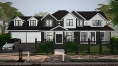 this is an artist's rendering of a two story house with lots of windows