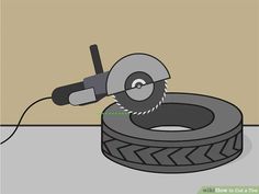 an image of a car tire being worked on with a power drill and screwdriver