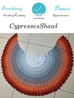 the circular crocheted shawl pattern is shown in red, white and blue