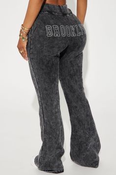 Available In Black Wash. Sweatpants Elastic Waist Flare Leg Back Screen Print Stretch Imported | Brooklyn City Washed Sweatpants in Black Wash size Large by Fashion Nova Flare Sweatpants Outfit, Brooklyn City, Cute Online Clothing Stores, Flare Sweatpants, Fashion Dictionary, Sweatpants Outfit, Cute Simple Outfits, Wearing Clothes, Teenage Fashion Outfits