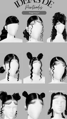 Imvu Hairstyles, Hairstyles With Curled Hair, Extensions Braids, Virtual Hairstyles, Hairstyle Braids, Latina Hair, Mixed Curly Hair, Easy Hairstyles For Thick Hair