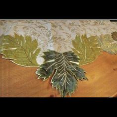 New With Tags Gorgeous Pier 1 Mantel Scarf W/Gold Designs And Green Appliqud Leaves. Whether Your Decorating For The Holidays Or Just A Special Nite This Piece Is Perfect! Mantel Scarf, Metal Wine Rack, Appetizer Plates Set, Floral Bowls, Hand Painted Mugs, Green Mugs, Painted Mugs, Gold Designs, White Cups