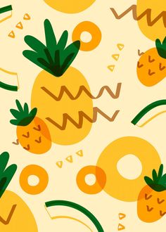 pineapples and circles on a white background