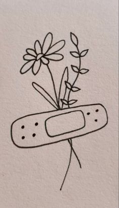 a drawing of some flowers in a vase