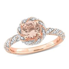 The Everly Women's Morganite 14k Rose Gold Ring is a beautifully crafted set designed to add elegance to any outfit. Each piece in this set is made from high-quality materials, ensuring durability and style. Perfect for formal occasions or as a thoughtful gift, this set combines sophistication and charm. With its timeless design, it's sure to impress and complement any wardrobe. Whether you're elevating your own style or gifting it to someone special, this jewelry set is a must-have. Size: 8.  C Morganite Gemstone, Rose Gold Morganite, Halo Design, Swirl Ring, Twisted Band, 14k Rose Gold Ring, Morganite Ring, Diamond Settings, Women Diamond