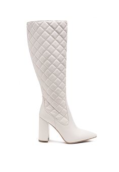 In quilted panel, the knee high block heeled boot is sophisticated winter footwear to have. Elegant pointed toe boot in block heel comes with side zipper opening and made in high quality soft calf PU. Upper Material: Calf PU Lining Material: Polyurethane Outer Sole: TPR Closed Pointed Toe High Block Heel Boot Side Zipper Opening Quilted Panel Boot Knee High Boot Quality Construction, Supreme Finish Winter Footwear, Quilted Boots, Look Sophisticated, Elegant Boots, Chic Quilts, 2 Block, Pointed Toe Boots, Block Heel Boots, Rag Quilt