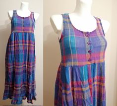 Cute dress from 1999s in country, hippie style. For shorter person medium length, for taller - length to the knee. Condition is good - as on the picture. Lovely size S or XS on top but in waist and hips free. Garment measurements, flat, doubled: bust: 82 cm / 32,28 inch Waist: 80 cm / 31,50 inch hips : free Length: 112 cm / 44,09inch Fitted Bohemian Midi Dress For Summer, Summer Cottagecore Fitted Midi Dress, Fitted Hippie Dresses For Spring, Vintage Cotton Midi Dress For Summer, Fitted Sleeveless Hippie Dress, Fitted Hippie Maxi Dress For Spring, Fitted Cotton Sundress For Festivals, Fitted Hippie Maxi Dress For Summer, Summer Cotton Purple Maxi Dress