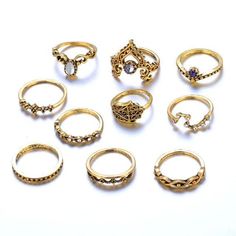 10 Pcs/Set Bohemian Rings Mid Rings, Rings Sets, Stackable Ring Sets, Open Rings, Stacking Ring Set, Knuckle Rings, Bohemian Rings, Finger Rings, Stackable Ring