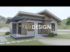 a small house with the words house design on it's front door and porch