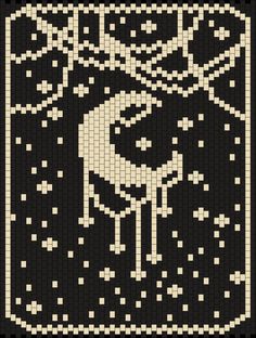 a black and white knitted pattern with an image of a deer