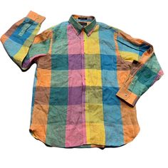 In Excellent Condition Paul Fredrick Men’s Classic Fit Multicolor Large Checked 100% Pure Linen Button Down Shirt Size Latge This New Without Tags. It Has Adjustable Rounded Long Sleeves, Button Down Collar. It Is 100% Linen And Can Machine Washed, Tumble Dry. From Smoke Free Home Multicolor Cotton Shirt With Buttons, Colorful Long Sleeve Cotton Shirt, Multicolor Cotton Shirt, Multicolor Cotton Button-up Shirt, Classic Multicolor Button-up Shirt, Yellow Cotton Button-up Shirt, Multicolor Collared Shirt With Placket, Yellow Cotton Shirt With Buttons, Button Down Collar