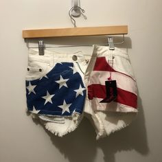 American Flag White Jean Shorts Patriotic Flag Print Jean Shorts, American Flag Print Denim Jean Shorts, Patriotic American Flag Print Shorts, Denim American Flag Print Shorts, American Flag Americana Shorts, American Flag Shorts, White Jean Shorts, Country Western, Jean Shorts