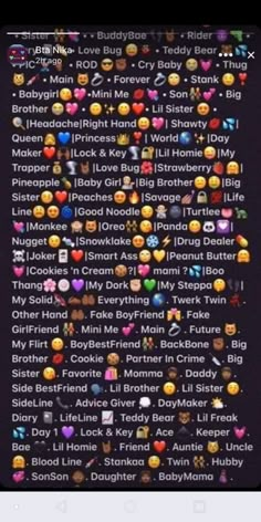 an iphone screen with many emoticions on it and the caption's name