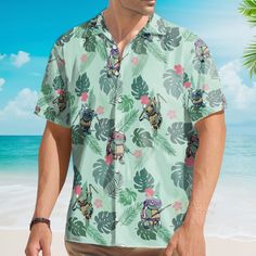 This custom Hawaiian shirt is a great gift idea, as well as a loose and comfy outfit that will keep you cool during the hot summer months. Coming up with a surprise for your loved ones is up to you. This present is appropriate for any occasion, and the receivers will surely love it! Product details: Material: Polyester fabric Feature: Featuring a spread collar, printed pattern all over the shirt, a front button fastening, short sleeves and a relaxed shape. The design is printed with new age printing technology, direct garment. It is printed with a water-soluble and eco-friendly ink. It is cured with a heat treatment process to ensure the color-fastness and lasting durability of the design. Care instruction: Machine wash cold with similar colors. Do not bleach, tumble dry low, do not iron, Cotton Character Print Beach Top, Cotton Character Print Tops For Beach, Beach Cotton Top With Character Print, Cotton Beach Top With Character Print, Summer Shirt With Relaxed Fit And Character Print, Summer Relaxed Fit Shirt With Character Print, Funny Short Sleeve Vacation Shirt, Funny Character Print Shirt For Summer, Casual Camp Shirt With Funny Print