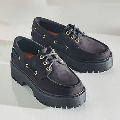 Women’s Stone Street Platform Boat Shoe Classic Lace-up Boat Shoes With Rubber Sole, Lace-up Boat Shoes With Rubber Sole, Synthetic Lace-up Boat Shoes With Rubber Sole, Timberland Classic Boat Shoes, Timberland Boat Shoes, Black Timberlands, Stone Street, Timberlands Shoes, Timberlands Women