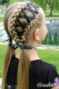 Cool Hairstyles For Girls, Ribbon Braids, A Ponytail, Ribbon Hairstyle, Cool Braids, Funky Hairstyles, Black Kids Hairstyles, Crazy Hair Days, Halloween Hair