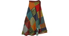 Woven Cotton Razor Cut Patchwork Wrapper Skirt in Clothing - A hippie gypsy wrapper style skirt in heavyweight woven cotton fabric with solid stonewashed multicolor patchwork with some patches featuring razor cut detail. Features: Wrap-Around-Skirt, Patchwork, Stonewash, Misses, Maxi-Skirt, Fall, Bohemian, Handmade. Hippie Cotton Wrap Skirt For Festivals, Cotton Patchwork Skirt For Festivals, Festival Cotton Patchwork Skirt, Festival Cotton Skirt With Patchwork Details, Festival Cotton Skirt With Patchwork, Multicolor Cotton Long Wrap Skirt, Multicolor Long Cotton Wrap Skirt, Casual Multicolor Cotton Wrap Skirt, Hippie Cotton Skirt With Patchwork Details