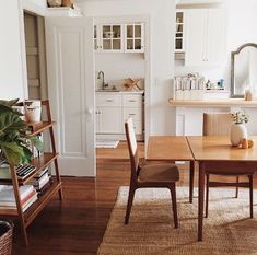 a dining room table and chairs in a kitchen