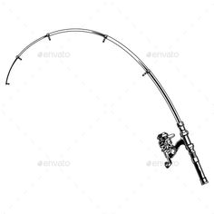 a fishing rod and reel on a white background - stock photo - photoshots