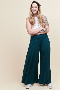 Versatile Green Wide Leg Pants, Green Wide-leg Loungewear Pants, Green Wide Leg Pants With Elastic Waistband For Loungewear, Green Wide Leg Pants With Elastic Waistband, Green Ankle-length Wide Leg Pants For Loungewear, Green Relaxed Fit Wide Leg Pants, Green Wide Leg Ankle-length Pants For Loungewear, Green Wide-leg Pants With Elastic Waistband, Green Ankle-length Wide Leg Pants With Elastic Waistband