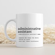 Administrative Assistant Mug, Administrative Assistant Gift Idea, Admin Assistant Appreciation Gift, Admin Assistant Office Mug Gift When Can I Expect My Order? 1-7 business days - Returns -  Before placing your order, please review your order thoroughly as we do not accept any returns or exchanges. If something is not right with your order, please contact us and we will try to make it right. Keep in mind returns will not be accepted for incorrect color ordered or sizes - please see the size chart before ordering.  Please double check your address. We are not responsible for any incorrect address information. Thank you for visiting my shop and supporting my small business! Secretary Tips Administrative Assistant, School Secretary Office Organization Administrative Assistant, School Administrative Assistant, Office Skills Administrative Assistant, School Admin Assistant Shirt, Administrative Assistant Gifts, Admin Assistant, Administrative Assistant, Chaos Coordinator