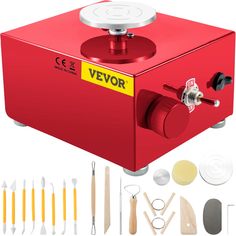 a red box with various tools in it