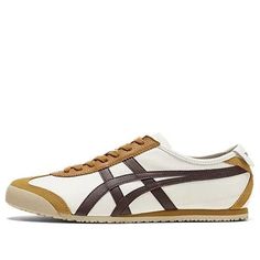 Onitsuka Tiger MEXICO 66 Shoes 'Cream Licorice Brown' 1183A201-117 Retro Cream Sneakers With Rubber Sole, Retro Cream Sneakers With Round Toe, Beige Retro Lace-up Sneakers, Vintage Beige Sneakers For Sports, Beige Vintage Sneakers For Sports, Retro Beige Sports Sneakers, Retro Beige Sneakers With Gum Sole, Retro Beige Sneakers For Sports, Retro Beige Sneakers