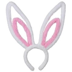 a pink and white bunny ears headband