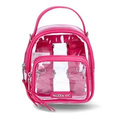 Hands free and loving life! Embrace the stylish ease of Madden NYCs Mini Convertible Backpack. Stadium approved, so this chic little bag can go everywhere you go, youll love the compact size, adjustable shoulder straps (and theres a top handle too) and spacious compartments. A fun addition to your handbag collection. Size: one size.  Color: Pink.  Gender: female.  Age Group: adult. Pink Pouch Backpack For School, Trendy Pink Satchel Backpack, Pink Backpack With Detachable Strap For Daily Use, Pink Backpack With Detachable Strap, Pink Shoulder Backpack With Detachable Strap, Daily Use Pink Backpack With Detachable Strap, Pink Backpack With Adjustable Strap For On-the-go, Pink Backpack For On-the-go, Pink School Backpack With Detachable Strap