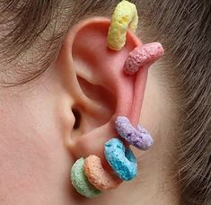 Gab Bois, Earring Model, Weird Earrings, Crazy Earrings, Bentuk Alis, Donuts Earrings, Weird Jewelry, Funny Earrings, Funky Earrings