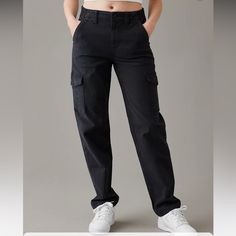 Ae Stretch Cargo Straight Pant Women’s Size 2 (26w Regular) Brand New Never Worn With Tags Still On Them In Color Black! Non-stretch Black Cargo Pants, Black Non-stretch Cargo Pants, Black Non-stretch Cargo Jeans With Pockets, Black Non-stretch Casual Cargo Jeans, Casual Non-stretch Black Cargo Jeans, Mid-rise Black Cargo Pants With Hip Pockets, Black Mid-rise Cargo Pants With Hip Pockets, Black High Rise Pants With Hip Pockets, Mid-rise Black Work Pants With Pockets