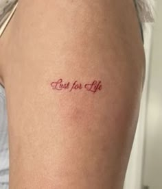 a woman's arm with the word best for life written in red ink on it