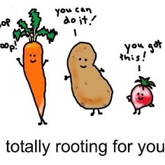 two vegetables are standing next to each other with the words, you can't do it