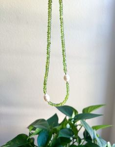 This handmade necklace features a lovely combination of peridot and pearls, which brings uplifting, bright, and cheerful vibes to its wearer. Peridot symbolizes good health, abundance, balance, and peace in relationships.  Natural peridot roundel beads (approx.) 2x5 mm each Fresh water pearls (approx.) 10x13 mm each 14k gold-filled accessories You'll receive a similar necklace as shown in the pictures. Health Abundance, Pearl Beaded Necklace, Chino Hills, Handmade Gifts For Her, Fresh Water Pearls, Water Pearls, Pearl Beads, Handmade Necklaces, Freshwater Pearls