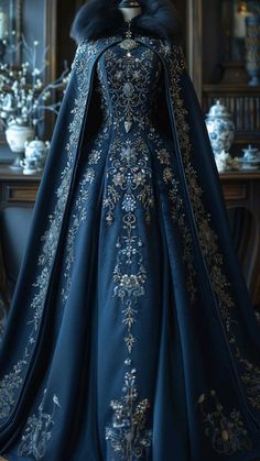 Aesthetic Ball Gowns, Navy Blue Party Dress, Blue Party Dress, Fantasy Dresses, Floral Bodycon, Fantasy Gowns, Fairytale Dress, Womens Floral Dress, Fantasy Dress