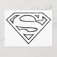 a black and white drawing of a superman symbol with the letter s in it's center