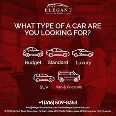 an advertisement for a car dealership with the words what type of a car are you looking for?