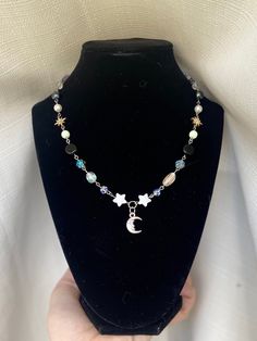 Handmade moon pendant beaded necklace Moon Pendant, Pendant Necklaces, Necklace Etsy, Jewelry Necklace Pendant, Beaded Necklace, Jewelry Necklaces, Necklaces, United States, Moon