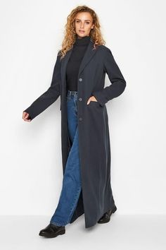 Shop LTS Navy Blue Long Formal Coat at Yours Clothing. Discover women’s plus size clothing in sizes 10-36 with fast delivery. Dark Blue Coat, Formal Coat, Navy Blue Jacket, Maxi Coat, Long Tall Sally, Tall Clothing, Blue Coats, Blue Maxi, Notch Collar