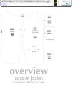 the front and back view of an over - sized sewing pattern, with instructions for how to