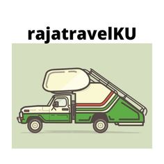 a green and white truck with the words ragtravelku on it's side