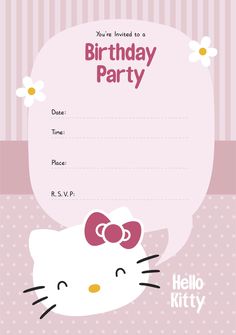 a hello kitty birthday party card