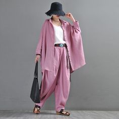 BF Style Oversized Linen Shirt Womens Pink Tunic Shirt in Pink Yellow One Size - Morimiss.com Oversized Linen Shirt, Fisherman Pants, French Pink, Linen Summer, Pink Tunic, Summer Blouse, Linen Casual, Summer Linen, Summer Blouses