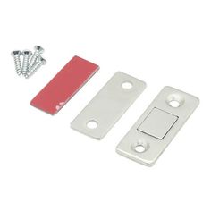 an assortment of screws and hardware on a white background