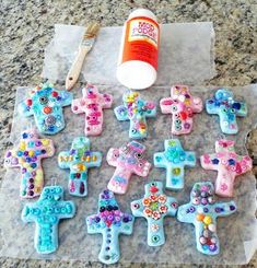 Salt Dough cross with beads pressed in Learning Invitations, Religion Activities, Clay Cross, Children's Church Crafts, Catholic Crafts, 2024 Ideas, Sunday School Crafts For Kids, Bible School Crafts, Vbs 2024